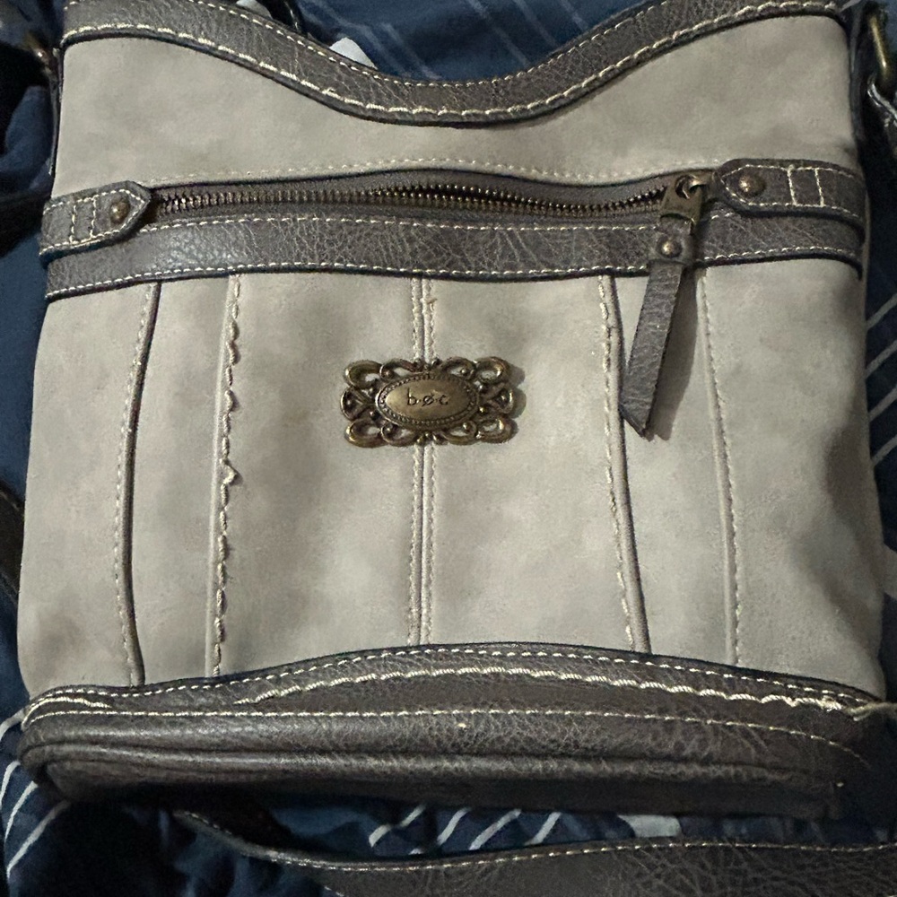 Gray Suede Shoulder Bag